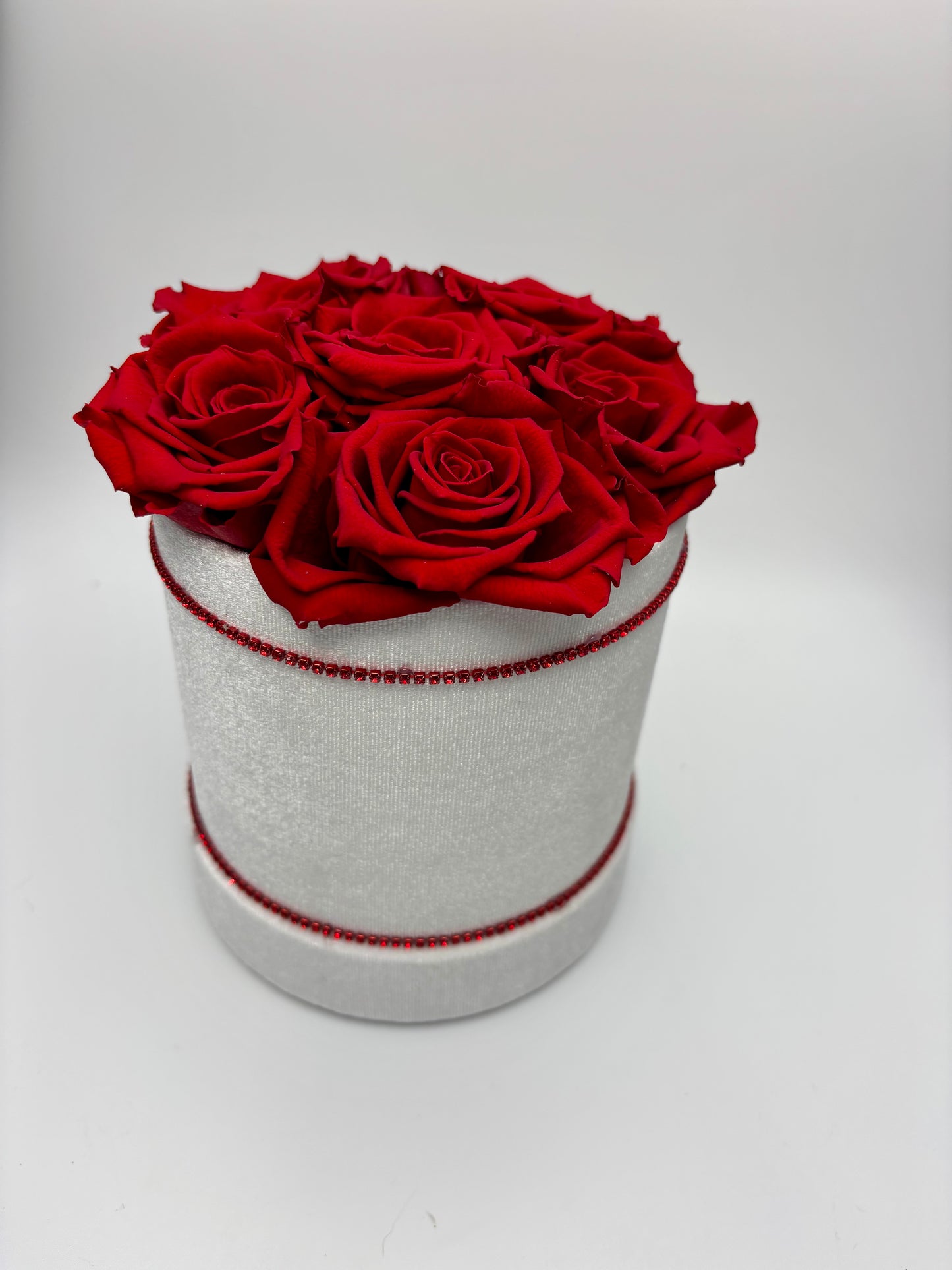 Forever roses 6pc in velvet box with rhinestone adornment