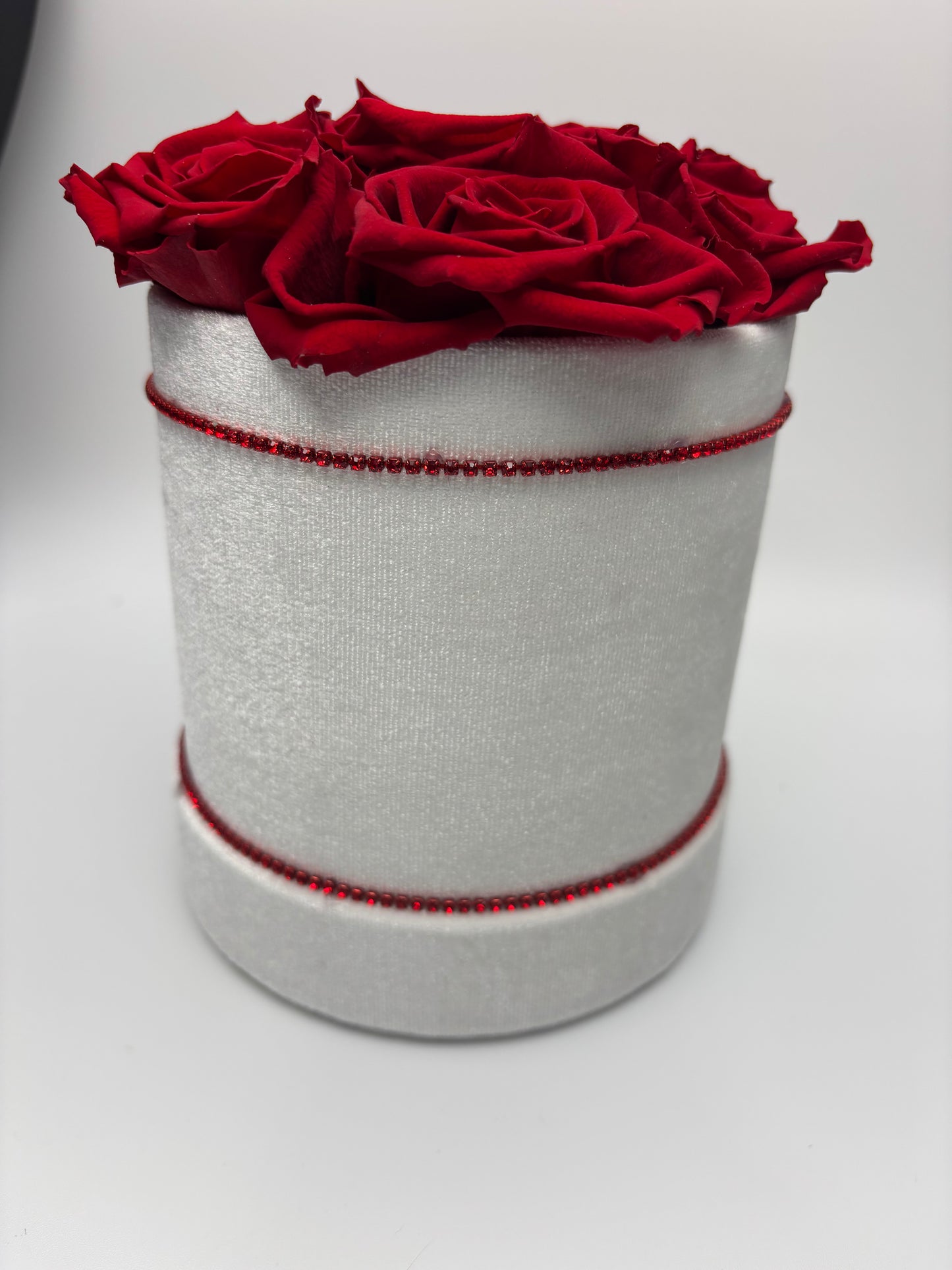 Forever roses 6pc in velvet box with rhinestone adornment